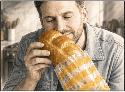 Paul sente o aroma do brioche