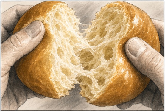Macro do miolo do brioche