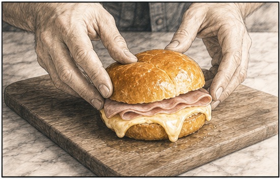 Sanduíche de presunto e queijo