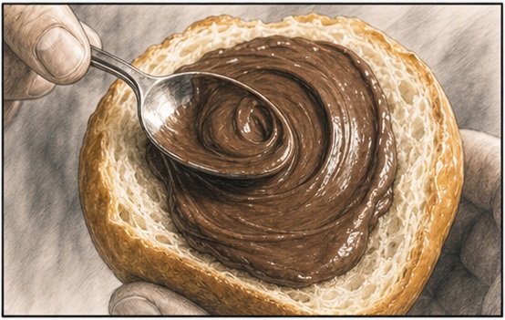 Creme de avelã sobre o brioche